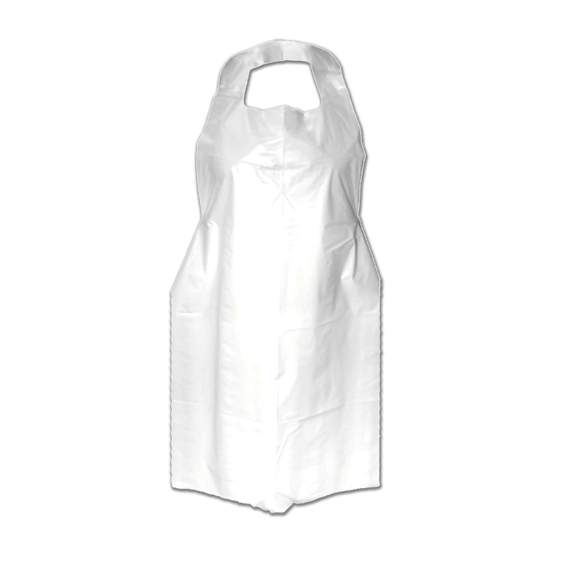 1000 X Disposable White Bib Aprons With Ties 15 Micron