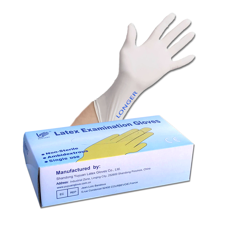 10 Boxes Latex Gloves Long Cuff Powder Free Cream